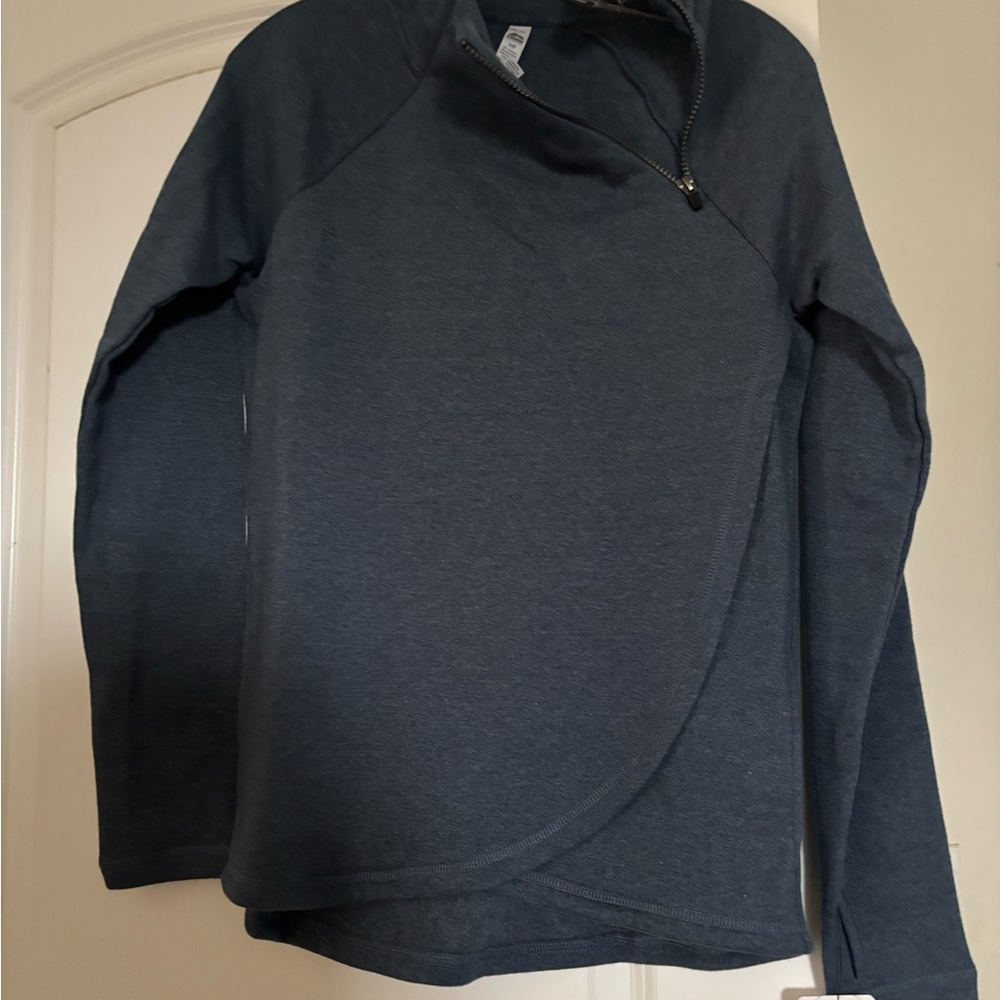 Blue Asymmetrical Zip Pullover
